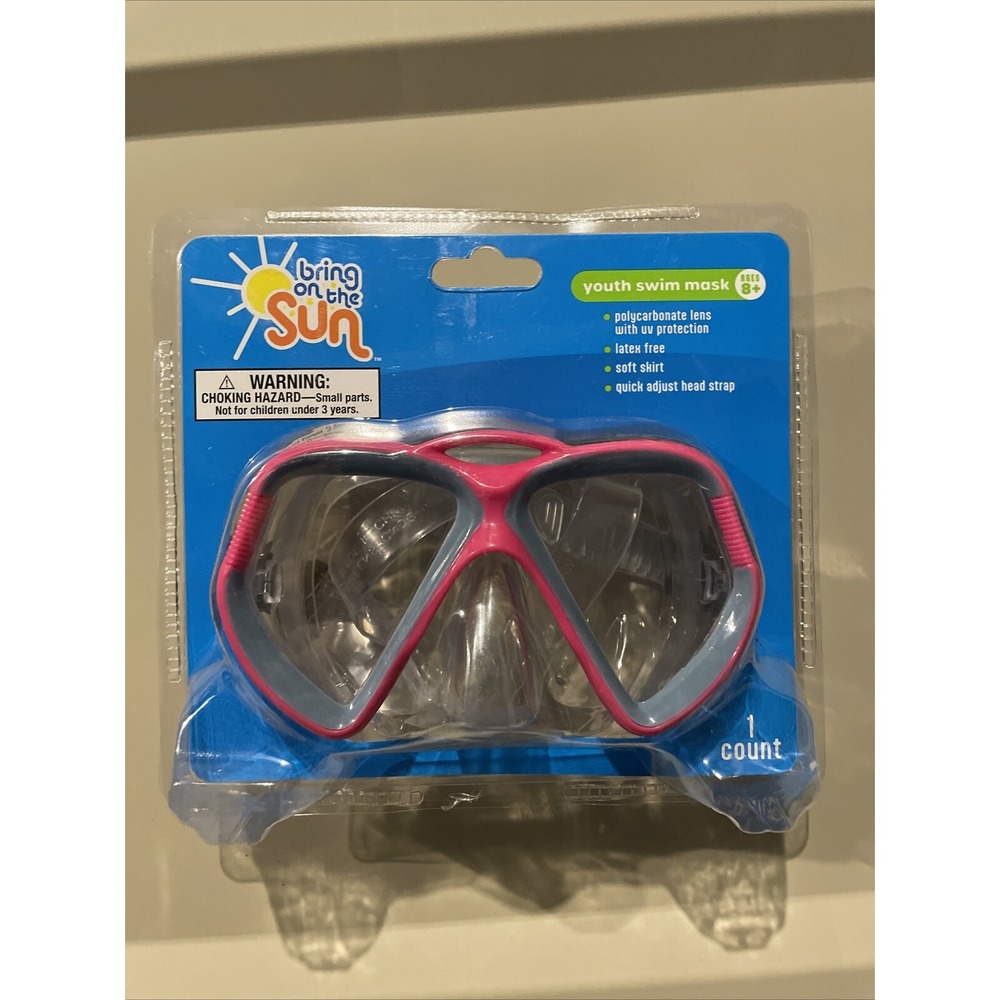 Bring On The Sun Swim Mask Goggles Ages 8+ Latex Free‎ Polycarbonate